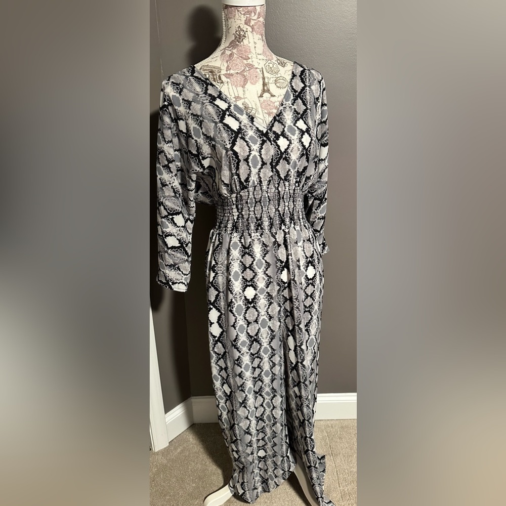 Bebop Black and White Snake Print Jump Suit